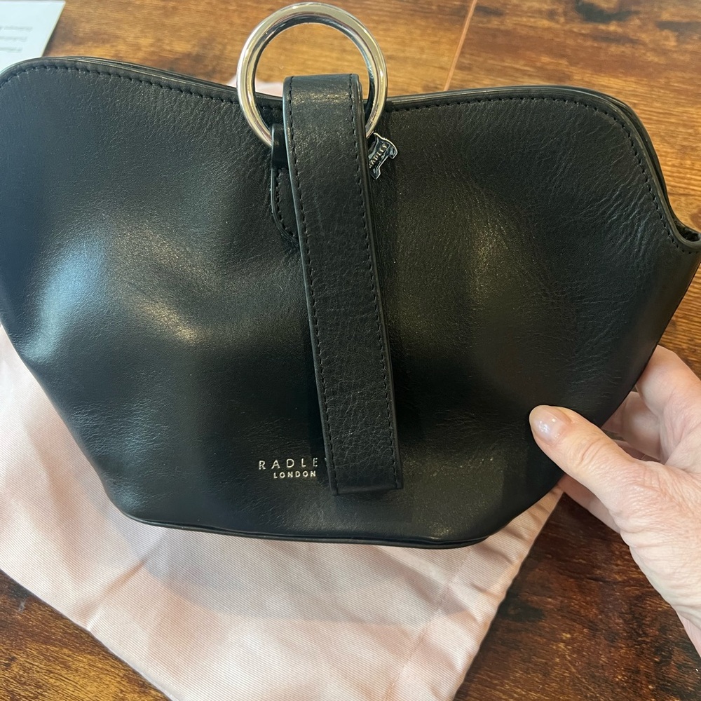 Radley London Black Leather Bag with Ring Strap